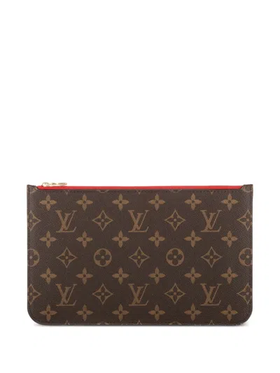 Pre-owned Louis Vuitton 2000 Neverfull Mm Clutch Bag In Brown