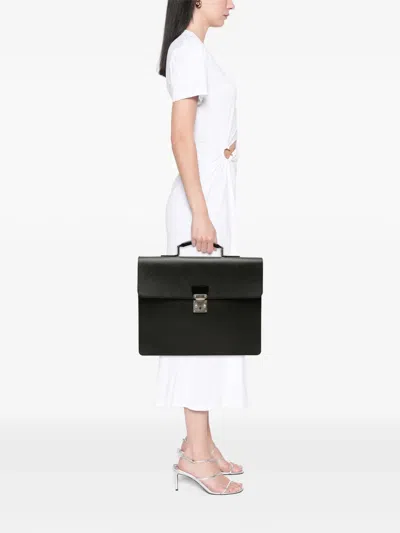 Pre-owned Louis Vuitton 2000 Taiga Moskova Briefcase Business Bag In Black