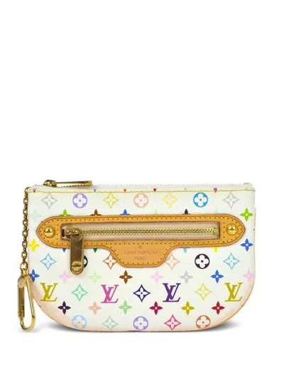 Pre-owned Louis Vuitton 2000 X Takashi Murakami Pochette Mm Coin Purse In White