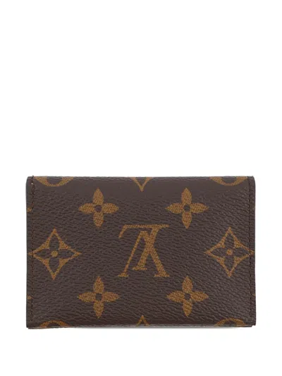 Pre-owned Louis Vuitton 2000-2010 Monogram Envelope Business Card Holder In Brown