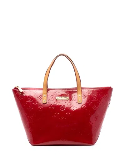Pre-owned Louis Vuitton 2000-2010 Monogram Vernis Bellevue Pm Tote Bag In Red
