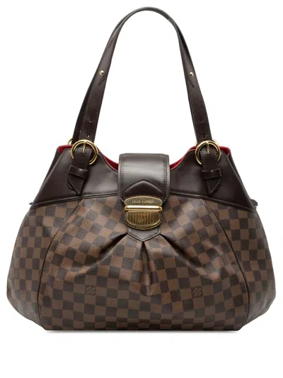 Pre-owned Louis Vuitton 2000-2020 Damier Ebene Sistina Gm Shoulder Bag In Brown