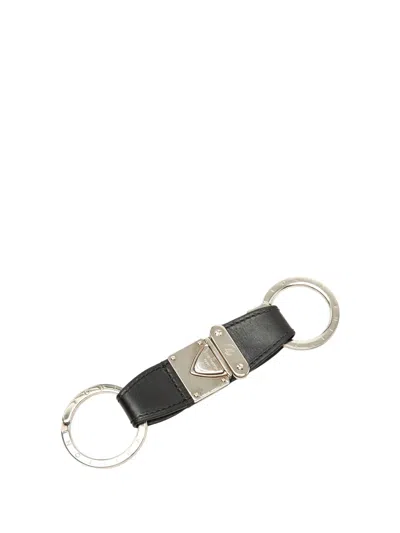 Pre-owned Louis Vuitton 2000-2020 Leather Valet Ring Key Chain In Black