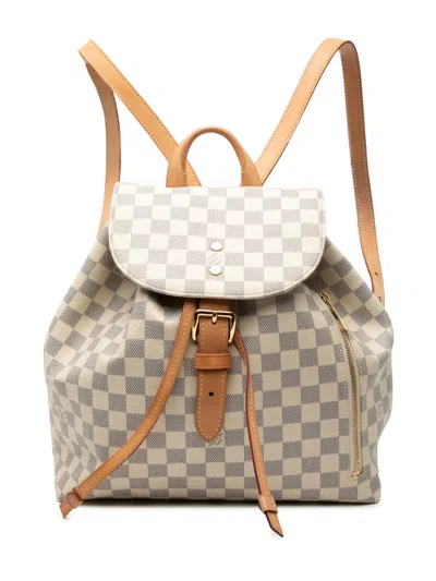 Pre-owned Louis Vuitton 2000-2025 Damier Azur Sperone Backpack In White