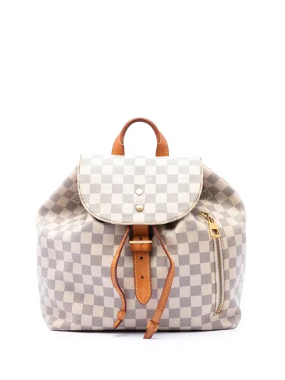 Pre-owned Louis Vuitton 2000-2026 Damier Azur Sperone Backpack In White