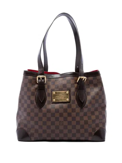 Pre-owned Louis Vuitton 2000-2026 Damier Ebene Hampstead Mm Tote Bag In Brown