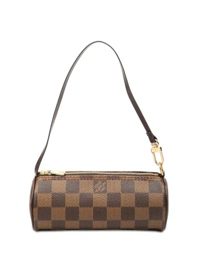 Pre-owned Louis Vuitton 2000-2026 Damier Ebene Papillon Pochette Handbag In Brown