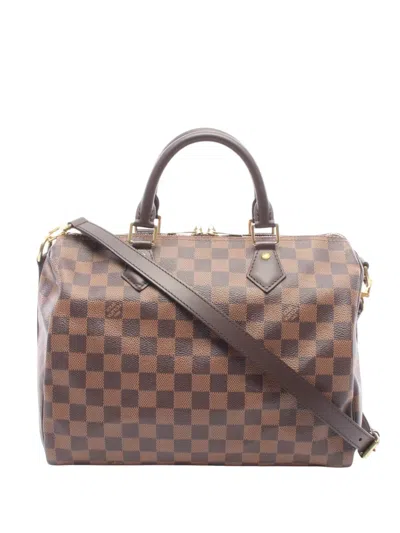 Pre-owned Louis Vuitton 2000-2026 Damier Ebene Speedy Bandouliere 30 Satchel In Brown