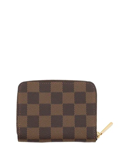 Pre-owned Louis Vuitton 2000-2026 Damier Ebene Zippy Coin Pouch In Brown