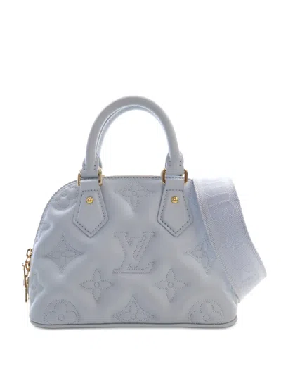 Pre-owned Louis Vuitton 2000-2026 Monogram Calfskin Bubblegram Alma Bb Satchel In Blue