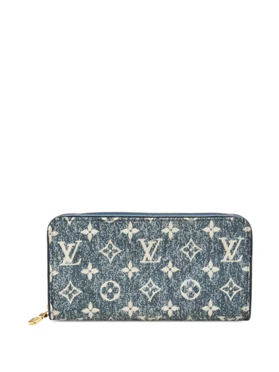 Pre-owned Louis Vuitton 2000-2026 Monogram Denim Zippy Wallet Long Wallets In Blue