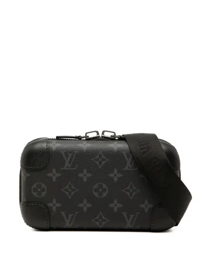 Pre-owned Louis Vuitton 2000-2026 Monogram Eclipse Horizon Clutch Crossbody Bag In Black