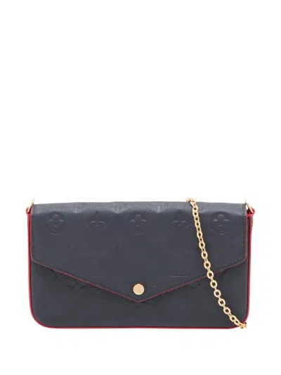 Pre-owned Louis Vuitton 2000-2026 Monogram Empreinte Pochette Felicie Crossbody Bag In Blue