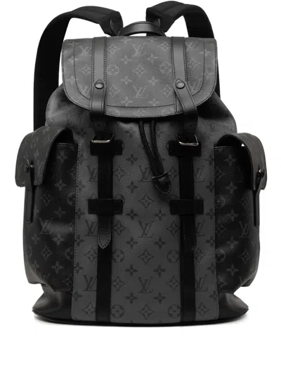 Pre-owned Louis Vuitton 2000-2026 Monogram Reverse Eclipse Christopher Pm Backpack In Black