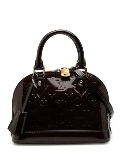 Pre-owned Louis Vuitton 2000-2026 Monogram Vernis Alma Bb Satchel In Purple