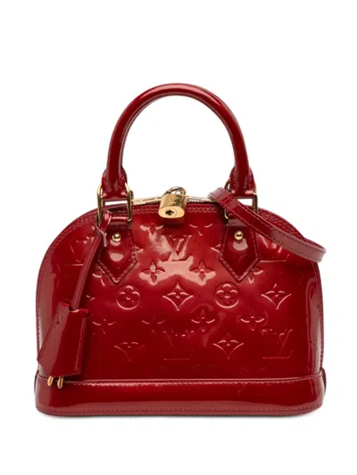 Pre-owned Louis Vuitton 2000-2026 Monogram Vernis Alma Bb Satchel In Red