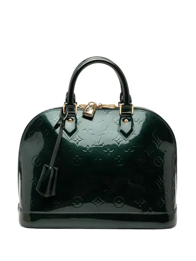 Pre-owned Louis Vuitton 2000-2026 Monogram Vernis Alma Pm Handbag In Green