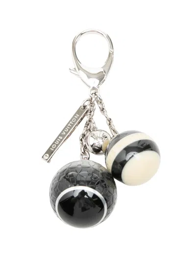 Pre-owned Louis Vuitton 2000-2026 Resin Mini Lin Croisette Ball Bag Charm Key Chain In Black