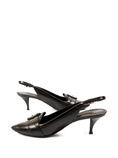 Pre-owned Louis Vuitton 2000s Buckled Slingback Pumps In Black