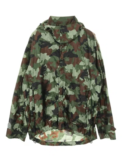 Pre-owned Louis Vuitton 2000s Camo Hooded Windbreaker In Green