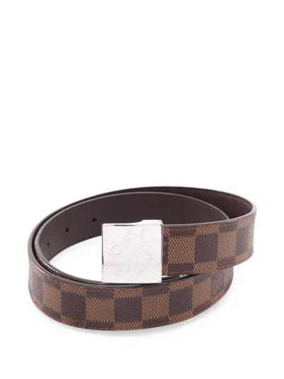 Pre-owned Louis Vuitton 2000s Damier Ebene Belt In Brown