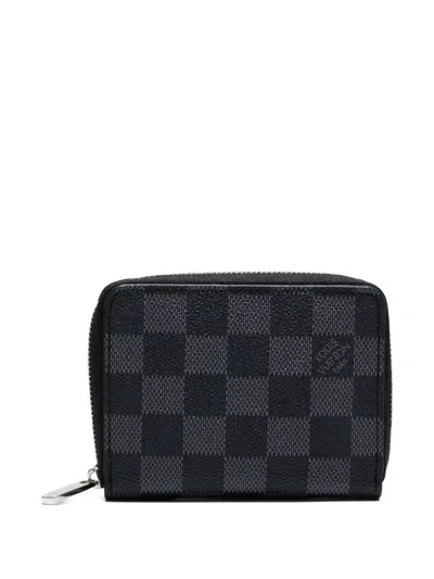 Pre-owned Louis Vuitton 2000s Damier Graphite Zipped Wallet In Black