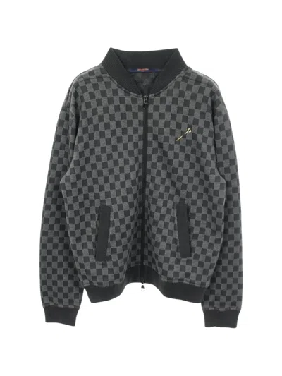 Pre-owned Louis Vuitton 2000s Damier Jacquard Bomber Jacket In Gray