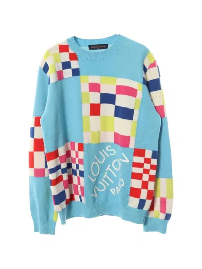 Pre-owned Louis Vuitton 2000s Distorted Damier Sweater In Blue