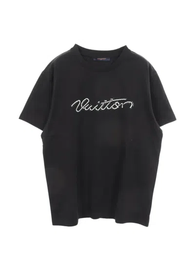 Pre-owned Louis Vuitton 2000s Embellished Signature T-shirt In Black