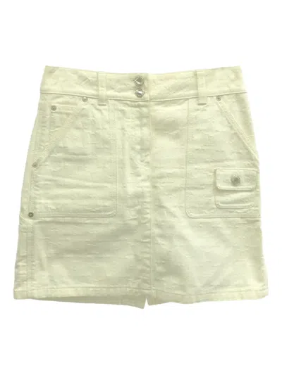 Pre-owned Louis Vuitton 2000s Embossed-monogram Mini Skirt In White