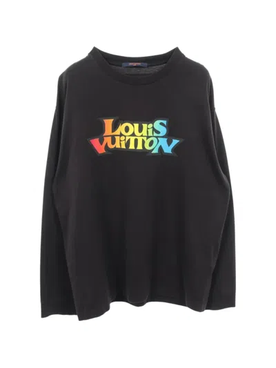 Pre-owned Louis Vuitton 2000s Fade Logo-print Long-sleeve T-shirt In Black