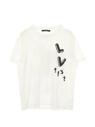 Pre-owned Louis Vuitton 2000s Floating Print T-shirt In White