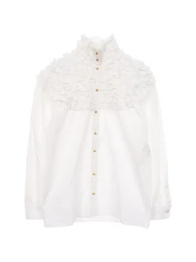 Pre-owned Louis Vuitton 2000s Frilled Shirt In White