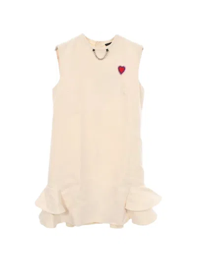 Pre-owned Louis Vuitton 2000s Game On Heart-patch Mini Dress In Neutrals