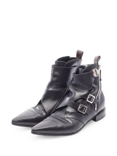 Pre-owned Louis Vuitton 2000s Jumble Line Buckle Ankle Boots In Black