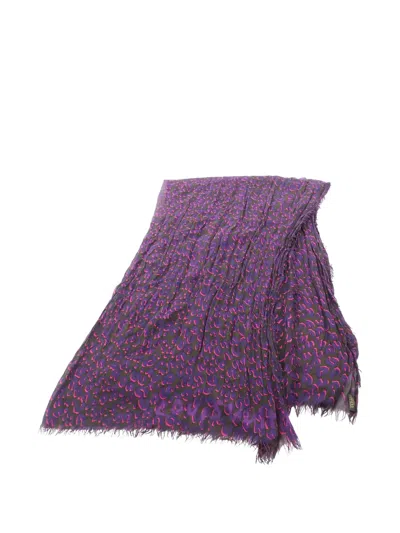 Pre-owned Louis Vuitton 2000s Leopard-print Scarf In Purple