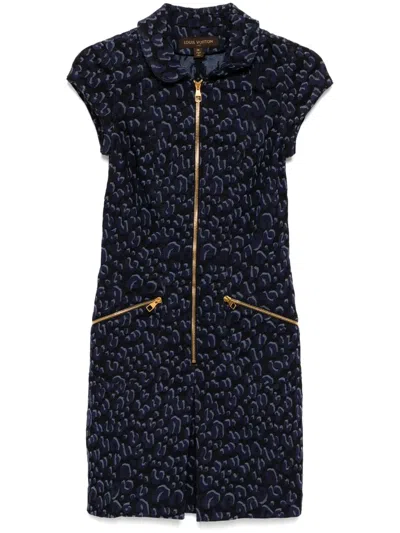 Pre-owned Louis Vuitton 2000s Leopards Dress In Blue
