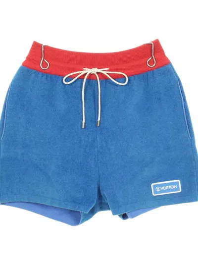 Pre-owned Louis Vuitton 2000s Logo-patch Drawstring Shorts In Blue