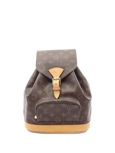 Pre-owned Louis Vuitton 2000s Mm Montsouris Monogram Buckle Backpack In Brown