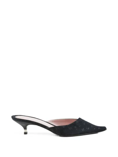 Pre-owned Louis Vuitton 2000s Monogram Canvas Mules In Black
