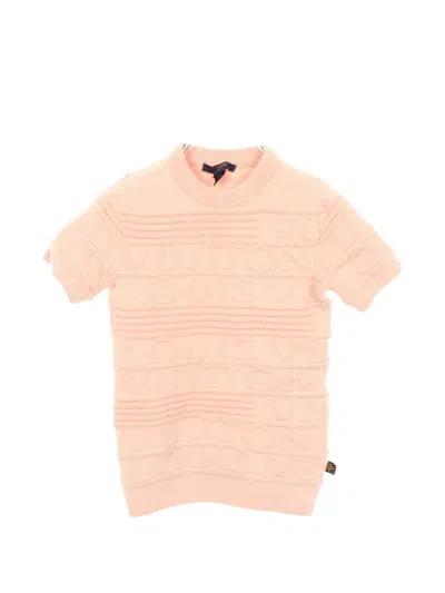 Pre-owned Louis Vuitton 2000s Monogram Embossed Sweater In Pink