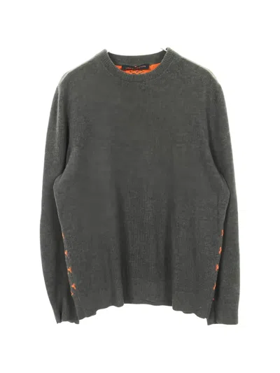 Pre-owned Louis Vuitton 2000s Monogram-knit Crew-neck Sweater In Gray
