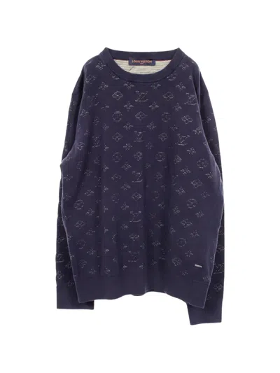 Pre-owned Louis Vuitton 2000s Monogram Knit Sweater In Blue