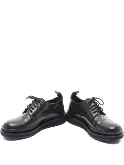 Pre-owned Louis Vuitton 2000s Monogram Leather Derby Loafers In Black