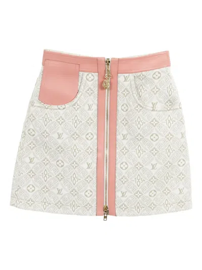 Pre-owned Louis Vuitton 2000s Monogram Leather Skirt In Neutral