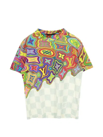 Pre-owned Louis Vuitton 2000s Printed Damier T-shirt In Neutral