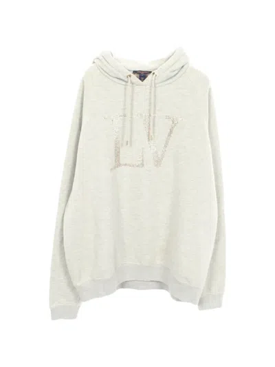 Pre-owned Louis Vuitton 2000s Rhinestone-logo Hoodie In Grey