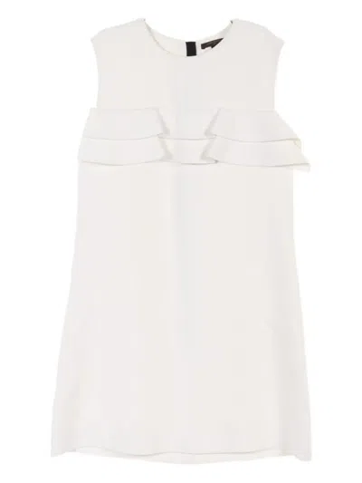 Pre-owned Louis Vuitton 2000s Ruffle-detailing Sleeveless Dress In White