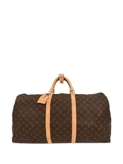 Pre-owned Louis Vuitton 2001 60 Keepall Monogram Duffle Bag In Brown