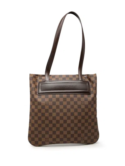 Pre-owned Louis Vuitton 2001 Damier Ebene Clifton Tote Bag In Brown
